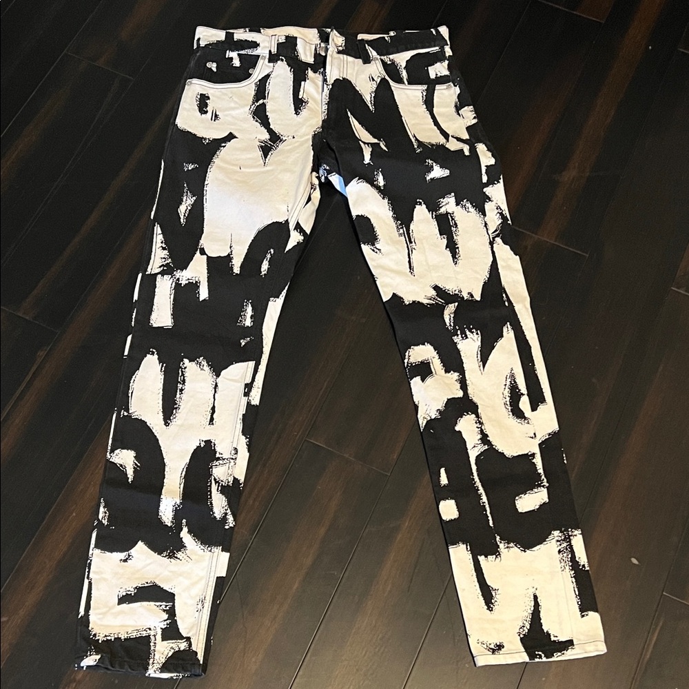 Alexander McQueen Men Graffiti Print Jeans
